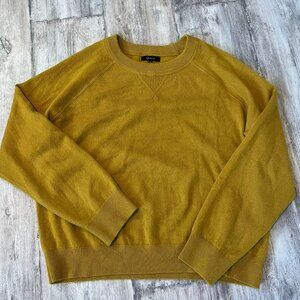 Quince Mongolian Shrunken Cashmere Sweatshirt Sweater, Spicy Mustard, XL